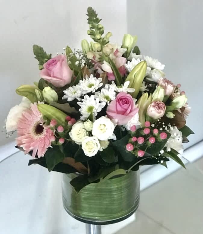 Andrea Bright or Pastel rose and lily arrangement